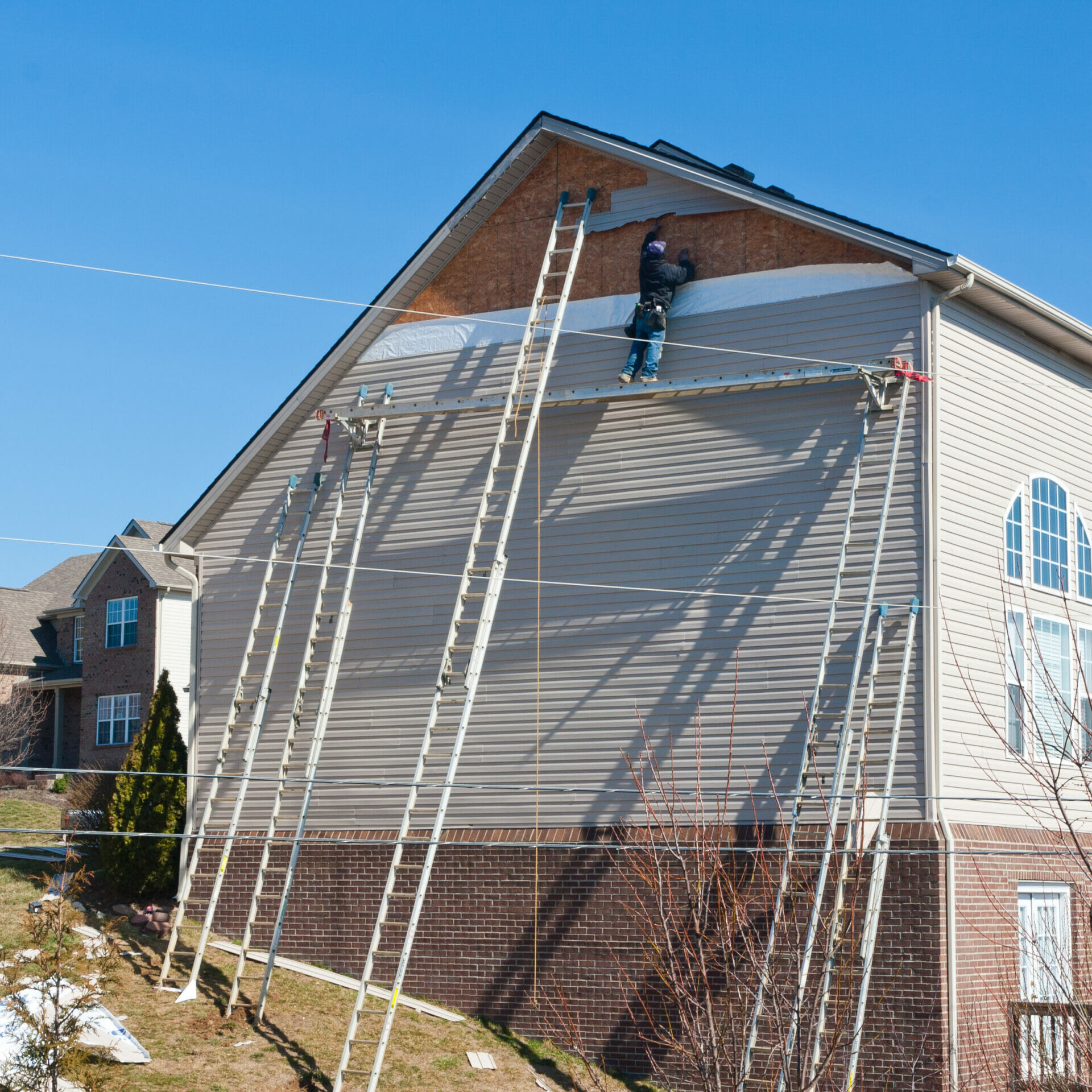 New siding installation